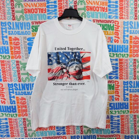 VTG United Together Stronger Than Ever 9 11 T Shirt Size XL Statue Of Liberty - Picture 1 of 4